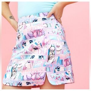 Dolls Kill Sugar Thrillz Comic Kawaii Mini Skirt L